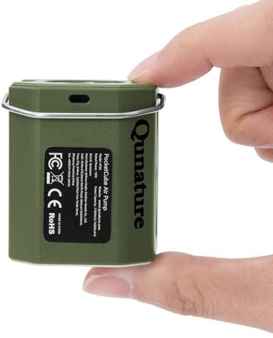 Qunature Mini luftpump, 4,2 kPa 300 l/min luftflöde, 45 g ultralätt med USB-snabbladdning, 3 lägesbelysning, bärbar elektrisk luftpump med 5 munstycken för luftmadrass, simring, camping, grön