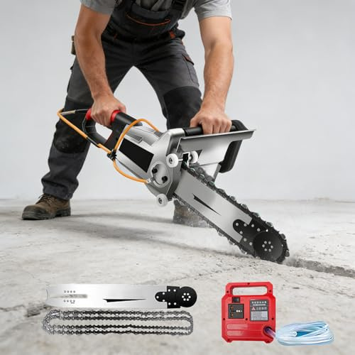 Electric Chainsaw Corded for Concrete Cutting, 7600W/8900W Electric Concrete Saw with Water Pump, Deep Cut Diamond Chain, Metal & Brick Cutting Tool for Construction Renovation Work 7600W/13.8in