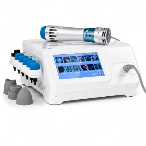 Máquina de terapia de ondas de choque radiales con pantalla táctil y 10 aplicadores
