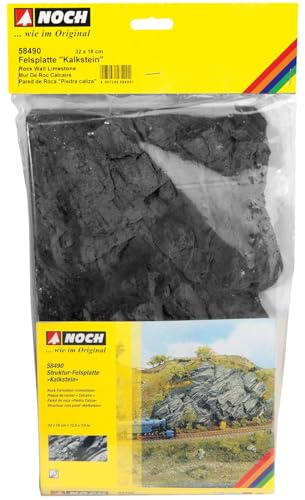 NOCH® Felsplatte „Kalkstein“, aus Struktur-Hartschaum, 32 x 18 cm ideal für Modelleisenbahn und Dioramen
