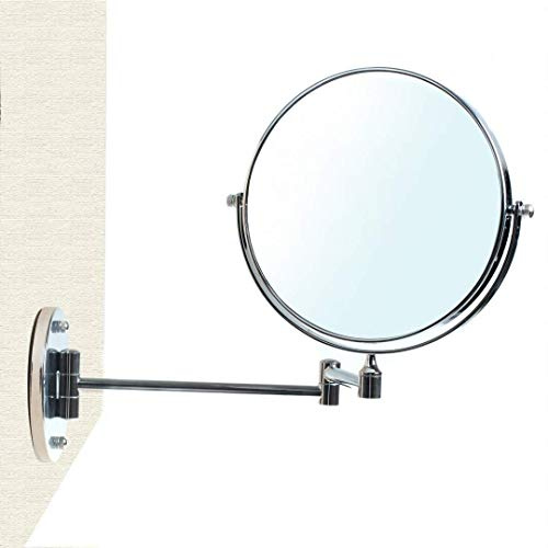 HIMRY Miroir de Maquillage, 5X Grossissement, Ø 20 cm Miroir Mural, Pliable Miroir de Salle de Bain, Double Visage Miroir de Mural, Tournant Miroir de Rasage, chromage, KXD3107-5x