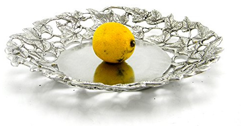 Cava gnini étain Assiette/Plateau/Centre de table/à fruits avec motif feuilles de lierre