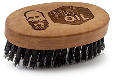 Beyer's Oil Bartbürste groß 90 x 50 mm - Handgemacht aus Birnbaumholz - Pflegt und glättet den Bart
