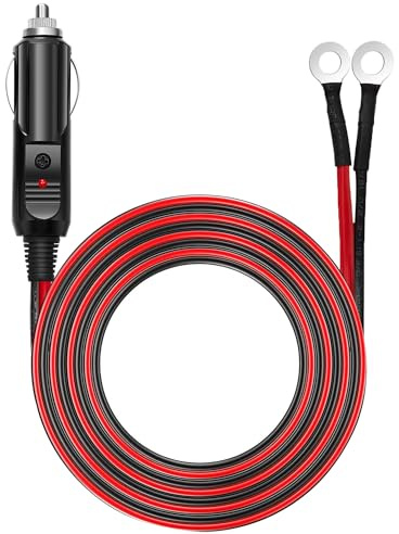 [UL Wire]Chanzon 3Ft Male Plug Cigarette Lighter Outlet + Eyelet Terminal Spring Power Supply Cord 12V 16AWG Heavy Duty Cable Fused DC Power 12 24 Volt Socket for Car Inverter Tire Inflator Air Pump