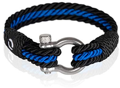 Mover Bracelets | Durable Twisted Rope Mens Bracelet with Shackle | Elegant Re-Made Nautical Style | 5 Rope Colors, 2 Shackle Colors, 4.5 UK, rope paracord Stainless Steel