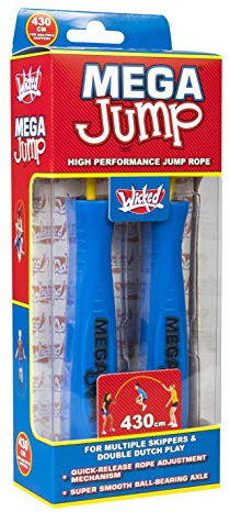 Wicked Mega Jump Double | High Performance Skipping Rope for Multiple Jumpers from Wicked Vision | Up to 430cm Adjustable Rope Length | Ball-bearing Axle | Outdoor Exercise Fun