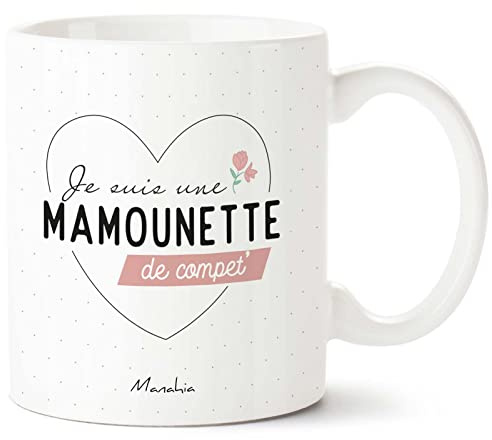 Manahia - Mug Mamounette de Compet' - Cadeau original pour Maman | Tasse message maman - Idée Noël, anniversaire, fête des mères - Boîte cadeau kraft - Imprimée en France
