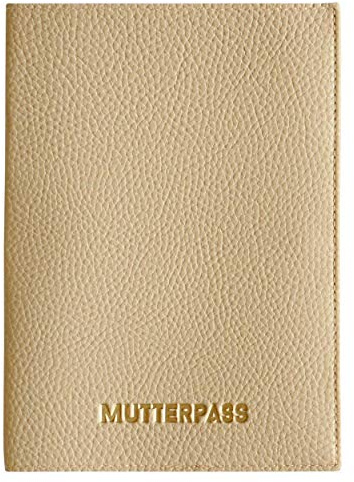Nessis Manufactur Mutterpasshülle mit Prägung Mutterpass in Gold veredelt, Mutter-Kind Pass, Organzier, Ultraschallheft (Beige)