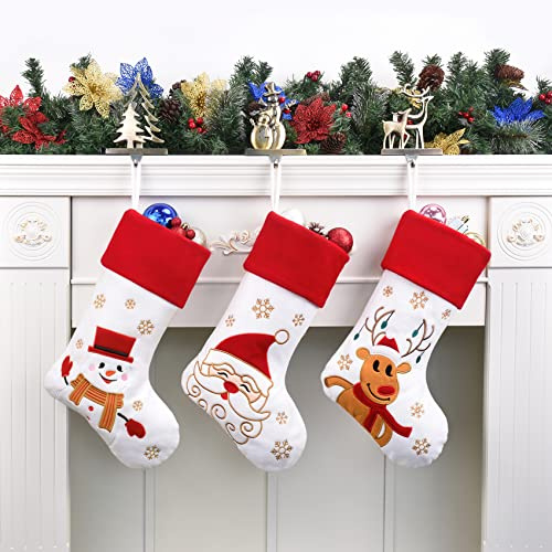 Duosheng & Elegant Weihnachtsstrümpfe mit Kamin, 3 Stück, für Kinder, Familie, Weihnachtsstrumpf, Rot, Weihnachtsdekoration