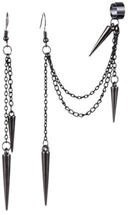 Clyhon Leichte Einzigartige Schwarze Punk Lange Quaste Kette Ohrstulpen Ohrringe 316L Edelstahl Vintage Eimer Ohrstecker Bergsteiger Ohrringe