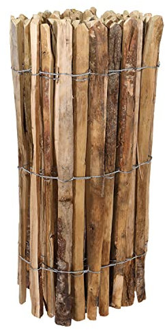Staketenzaun Gartenzaun Naturzaun Kastanie Rollzaun Holz 5m 4-6 cm Teichumrandung Höhe 90cm