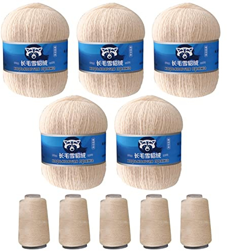 Fulenyi 10 Pack Kaschmir Soft Nerz-Samt Wolle Garn für Handstricken, Lange Plüschwolle Häkelgarne für Herbst Winter Luxus(L: 5 x 340 ; S: 5 x 350)