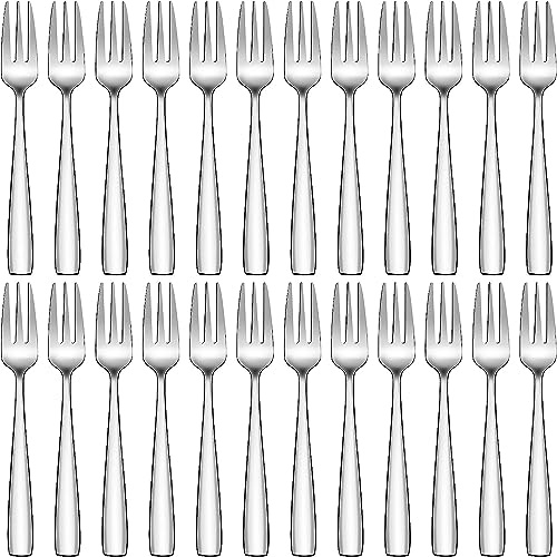 Tivcck 24-Piece Dessert Forks - Stainless Steel, 5.4 Inch Small, 3-Tine Mini Salad & Fruit Forks, Mirror Polished, Dishwasher Safe