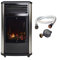 UNIVERSAL - Stufa a gas da 3,4 kW nero effetto stufa a legna Manhattan riscaldamento supplementare + tubo gas + erogatore butano