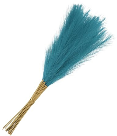 MECCANIXITY 15Pcs Faux Pampas Grass,21/55cm Fake Pampas Grass Decor for Living Room Party Wall Vase Wedding Decoration,Light Blue