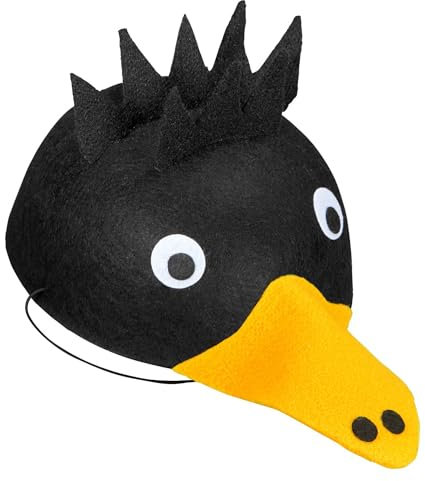 NET TOYS Tolle Krähen Mütze - Schwarz-Gelb - Cooles Kinder-Kostüm-Zubehör Raben-Vogel Hut für Jungen und Mädchen