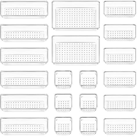 JAMATA 20 Stücke Schubladen Organizer mit 4 Größen,Schminktisch Organizer für Makeup,Küchen,Badezimmer,Büro,Schminktisch