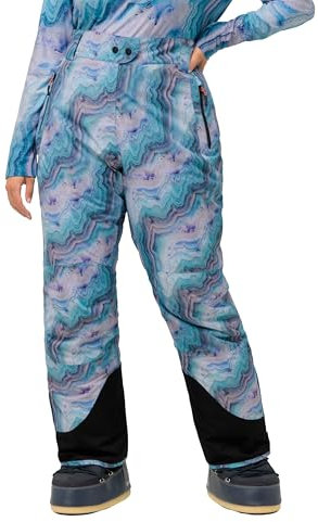 Ulla Popken Damen große Größen Übergrößen Plus Size Funktionshose, Skihose, wasserdicht, Formknie, Klettriegel mineralblau 48 824441749-48