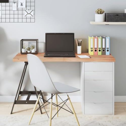 CIADAZ Tischplatte Hellbraun 120x60x4 cm Massivholz Eiche Behandelt, Arbeitsplatte, Holzplatte, Schreibtischplatte, Waschtischplatte, Küchenarbeitsplatte