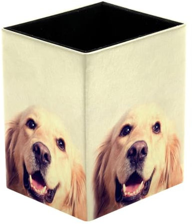 Eslifey Stifthalter, quadratischer Stifthalter für Schreibtisch, Hund, Golden Retriever, Stiftebecher, Make-up-Pinselhalter, Ständer, Display, Schreibtisch, Schreibwaren, Organizer für Zuhause, Büro,