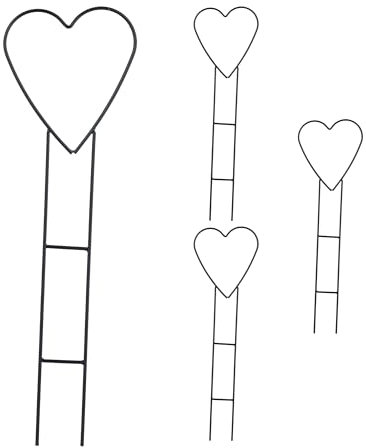 Relaxdays Rankhilfe Herz 4er Set, Metall, Kletterhilfe, Topf- & Zimmerpflanzen, HxB: 48x14,5 cm, Pflanzenstütze, schwarz