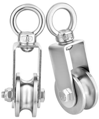 DROMEDARY 2 Pack 34 mm Umlenkrolle mit Kugellager，Umlenkrollen für Seile，Umlenkrolle Stahlseil，Tragkraft 250kg für Seile Seilgerüst Fitness