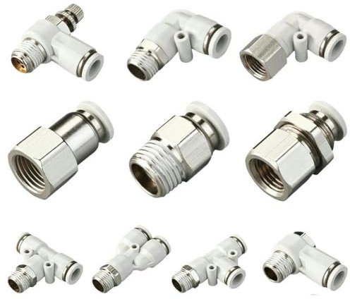 YUTBG Pneumatic Fittings Hose Connectors White Pipe Fittings 1/4 1/2 6mm 8mm Thread Quick Connect Air Hose Connector-10-03 (10mm-3l8)-PLF