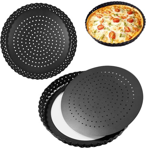 AZKEEGREY 2 Stück Tarteform mit Hebeboden 30cm, Quicheform Antihaftbeschichtung Obstkuchenform Backform