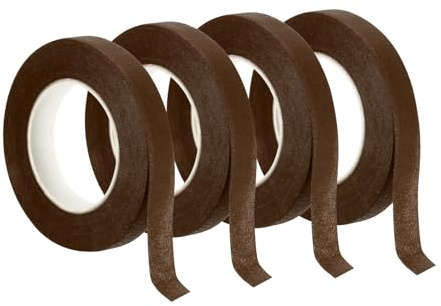 PATIKIL 30 Yarda Florales Cinta, 4 Paquete Cinta de floristería Cinta Crepé Papel Flores Ramos Cintas Impermeable para Flor Tallo Envoltura, Marrón (27 Metros)