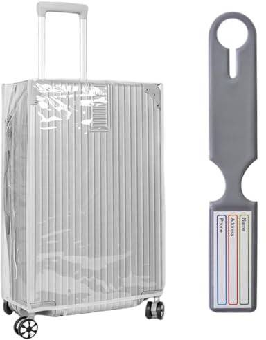 EIHI Schutzhülle Koffer Kofferhülle Kofferschutzhülle Koffer Schutzhülle Transparent Kofferhülle mit Hangtag 22 Zoll
