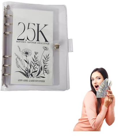 12 Monate Geld sparen Herausforderung Binder, Umschlag Herausforderung Binder Geld Sparen Buch für Fotoalbum Aufbewahrung Geld sparen Brieftasche und Budget Binder für Kinder Erwachsene (2,5K)