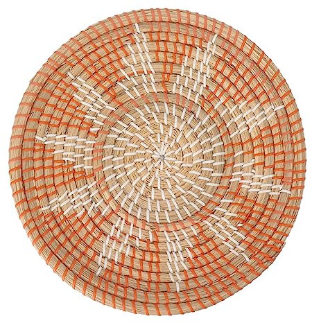 Aladeno Runde Gras-Wandornamente, hängende Wandkorb-Dekoration, handgefertigte gewebte Wanddekoration, 35 cm Durchmesser, handgestrickte hängende gewebte Wandkörbe für Wohnzimmer, (A)