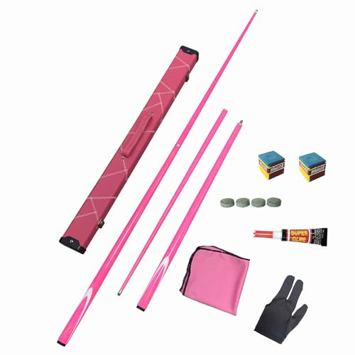 Premium snookerköer 58 tums biljardkön med hårt fodral & 2 poolkökrita, 1/2 skarvad biljardkön i kolfiber för biljardkön för alla biljardentusiaster pink 11.5mm