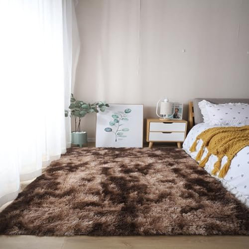 XUEDNGM Schlafzimmer Bettvorleger Teppich 40 x 70 cm Pflegeleicht Und Einfarbig, Weich Modern Unifarben Wohnzimmer Läufer Carpet Langflor Teppich Langflor für Wohnzimmer, Schlafzimmer, Braun