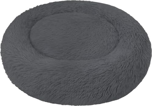 normani Rundes Hundebett für große und kleine Hunde - Ergonomisches Hundekissen Donut - Hundecouch mit hohem Rand Farbe Anthrazit Größe 60 cm x 60 cm x 22 cm