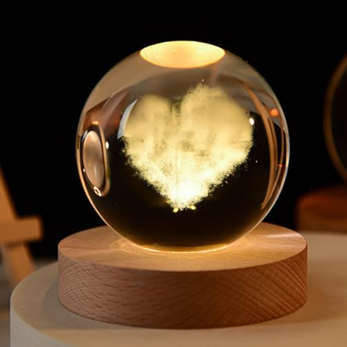 YuchiFa Esfera Happyhaves, Esfera de iluminación Happyhaves, Esferas de estrellas relajantes Happyhaves La galaxia, Saturno y la Luna, Sistema solar 3D Bola de cristal Luz nocturna (#16,8cm/3.15in)