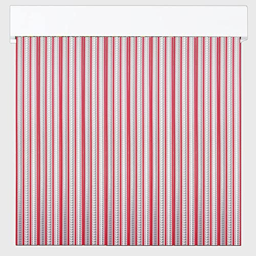 Tenda a strisce in PVC per esterni | Taglio su misura | Anti insetti | Pertoni TENDE (rosso e trasparente, altezza 220 cm x 100 cm (larghezza)