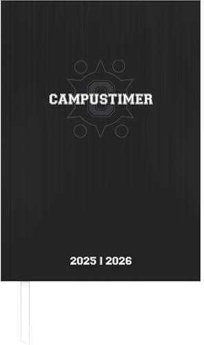 Alpha Edition - Campustimer Black 2025/2026 – Semesterplaner A5 (ca. 14,8×21 cm) – Studenten- & Schülerkalender Weekly mit robustem Hardcover & Notizseiten – Motiv Schwarz
