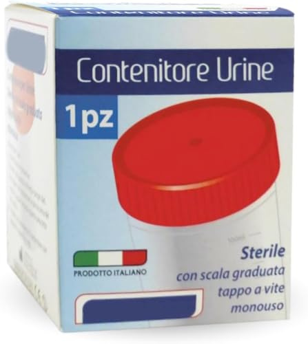 Sicignano | Recipientes estériles para orina y heces, con tapón de rosca, escala graduada, etiqueta adhesiva, higiénicos desechables para análisis médicos (envase orina, 2, unidades)