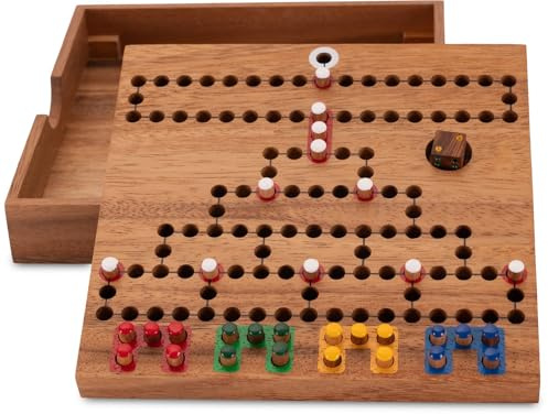 LOGOPLAY Blockade Reisespiel im Holzkasten - 18cm x 18cm - Würfelspiel - Strategiespiel - Gesellschaftsspiel - Brettspiel aus Holz im Holzkasten