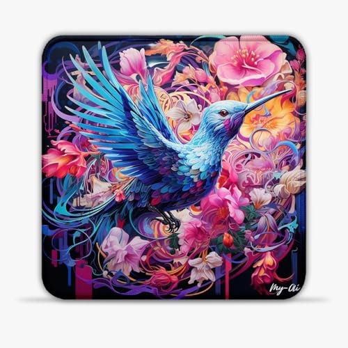 CHTXD Bluebird and Blooms - Tappetino per mouse da gioco, 30 x 30 cm, 11,81 cm, tappetino da scrivania in tessuto su tappetino per mouse antiscivolo, base in gomma, compatibile con mouse laser e