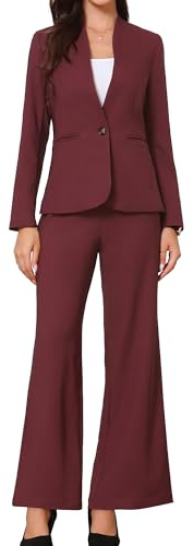 Allegra K Pants Suits for Women Dressy Office Collarless Blazer Pant Set | 2 Piece Suit Sets, Business Casual Outfits, Office Professional Interview, Suit for Spring Fall Winter