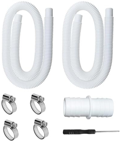 SIGANDG Tubo di ricambio per piscina 32mm diametro Con clip di metallo fisso per Piscine Fuori Terra Tubo Flessibile per Piscine 150cm (2 Pezzi)