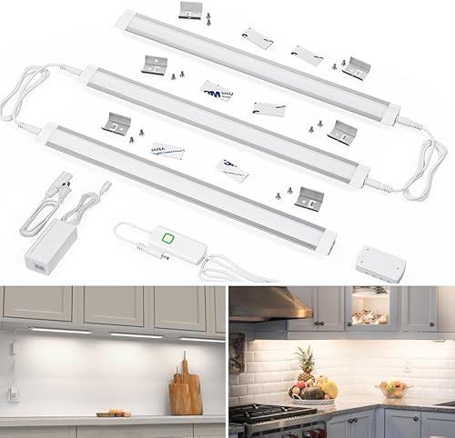 MYPLUS Dimmbare LED Unterbauleuchte 10W (630 Lumen) – 3er Set Werkstattlampe & Küchenbeleuchtung mit Plug-in, Ideal für Thekenschrank, Schrankregal & Schreibtisch Kaltweiß 6000K