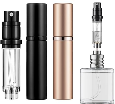 NachfüLlbar Parfum ZerstäUber FüR Unterwegs,Mini ParfüMzerstäUber 5ml,Reise ParfüMzerstäUber NachfüLlbar,TaschengrößE ParfüM AbfüLler,BodenbefüLlung,Unisex-Duftspender (Schwarz + Gold,2er-Pack)