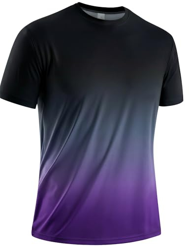 Gaiatiger Men's Running Shirt Quick Dry Sport Top Gym Athletic Top Breathable Cool Workout Shirt(T5030)-Purple-M