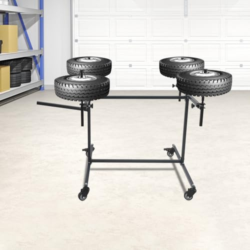 ieLsngai Soporte para pintura de llantas, 4 soportes, 4 ruedas, soporte para pintura de llantas, soporte con cono, carga total de 100 kg, altura de cono ajustable, para reparar llantas, piezas de