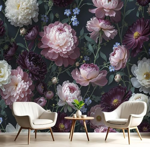 Papier Peint 3D Rouge Blanc Nature Morte Aux Fleurs 450X300Cm Poster Geant Mural Panoramique Peinture Murale Interieur Plantes Baroques Pour Salon Chambre À Coucher D'Enfant Maison Décoration