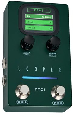 Sunydog FLAMMA Looper Gitarrenpedal, Aufnahme, 160 Minuten Loop-Zeit, USB-Datenverwaltung, ABS, Grün, 1 Pedal für Gitarristen (EU-Stecker)