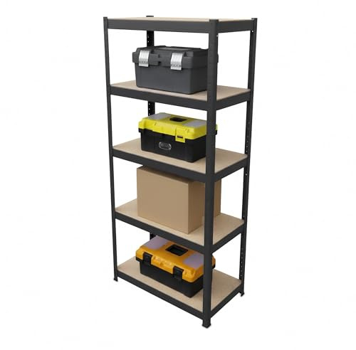 Étagère Lourde Relaxdays, H x l x P 180 x 60 x 30 cm, capacité 500 kg, 5 Niveaux, étagère de Rangement, Noir